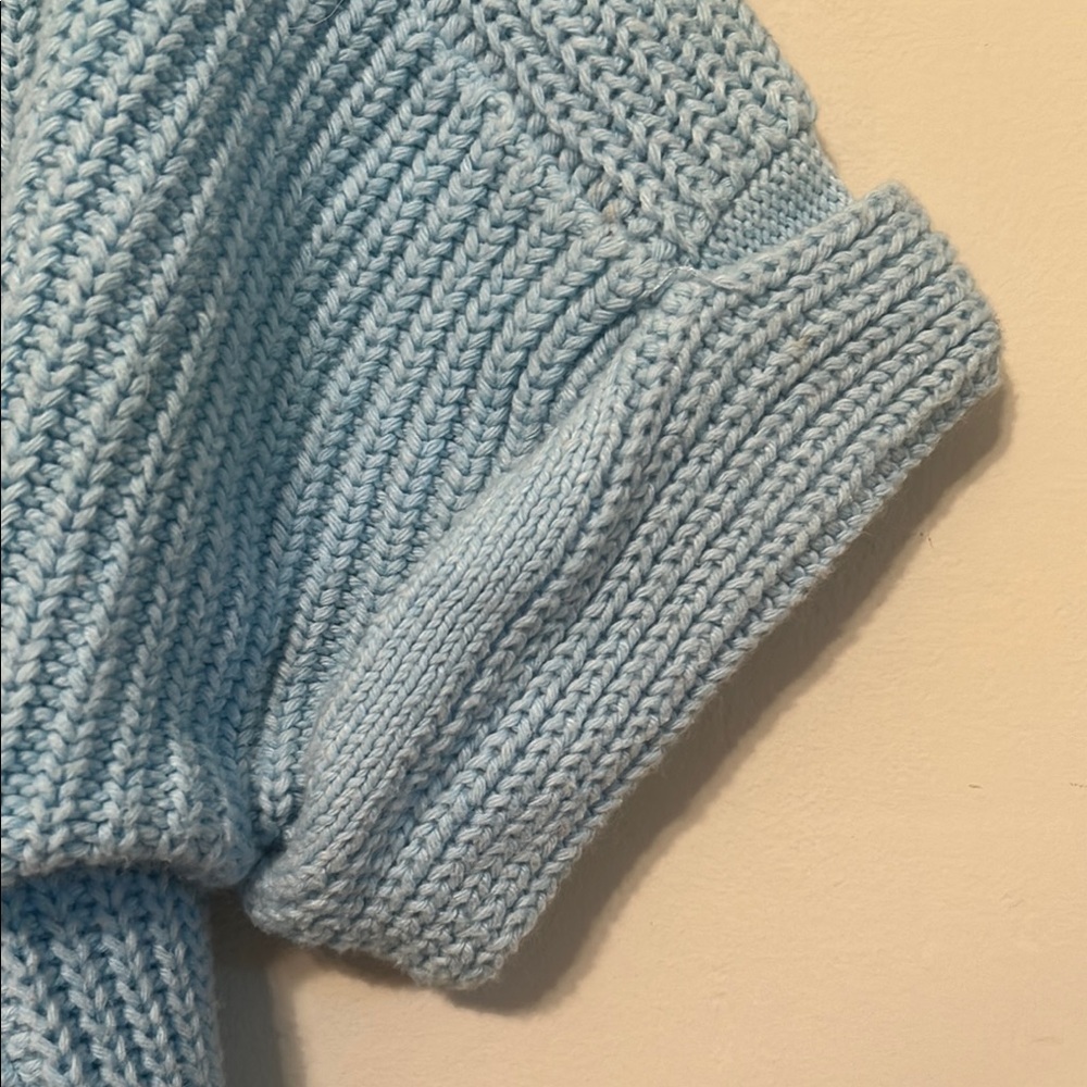 Women’s Lands' End Blue Crew Neck Sweater with Ribbed Texture - Picture 5 of 7